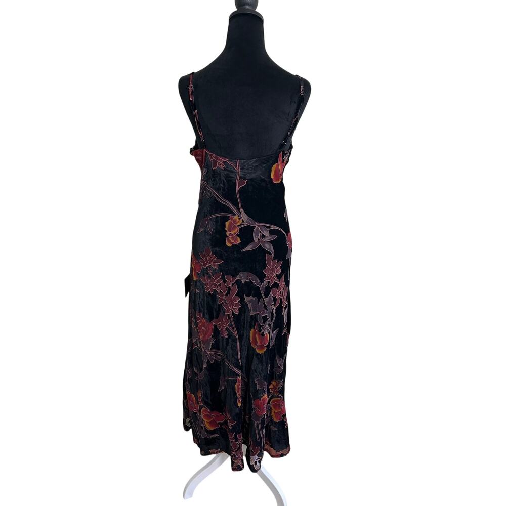 Lulus Velvet Burnout Floral Maxi Dress Womens Large Black Romantic Slip Wedding - Picture 5 of 10